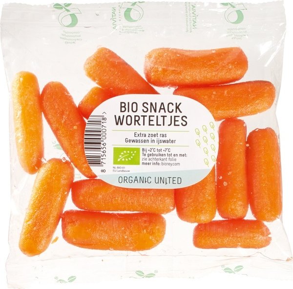 Snack worteltjes ( geschrapt ) plastic vrij verpakt